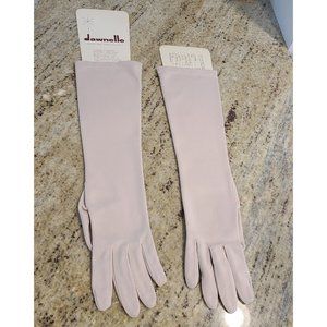 New! Vintage One Size Fits All Stretch Formal Nylon Gloves 15.5" Flesh Pink